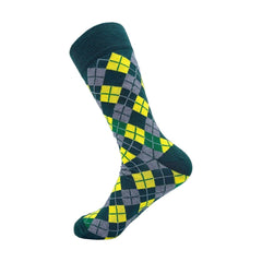 ECO CHIC Mens Bamboo Socks Breathable Hot and Cold Weather UK 6-11 Single Pair (Argyle Green)