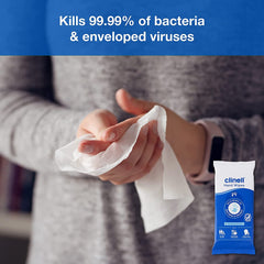 Clinell Antimicrobial Hand Wipes for Cleaning & Disinfecting - Sanitising Wipes, Ideal for Travel - Dermatologically Tested, Kills 99.99% of Bacteria & Viruses* - Pack of 30 Wipes, Blue, Pack of 1