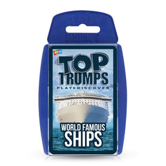 Top Trumps World Famous Ships Classic Card Game, learn facts about tankers, yachts and cruise ships including Allure of the Seas, Titanic and Brittania, gifts and toys for boys and girls aged 6 plus