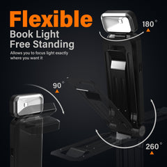 AWLKIM Rechargeable Book Reading Light with Power Display, Multi-Modal LED Book Light for Reading at Night - 3 Color Temperatures Adjustable Brightness 20 Hours Runtimes