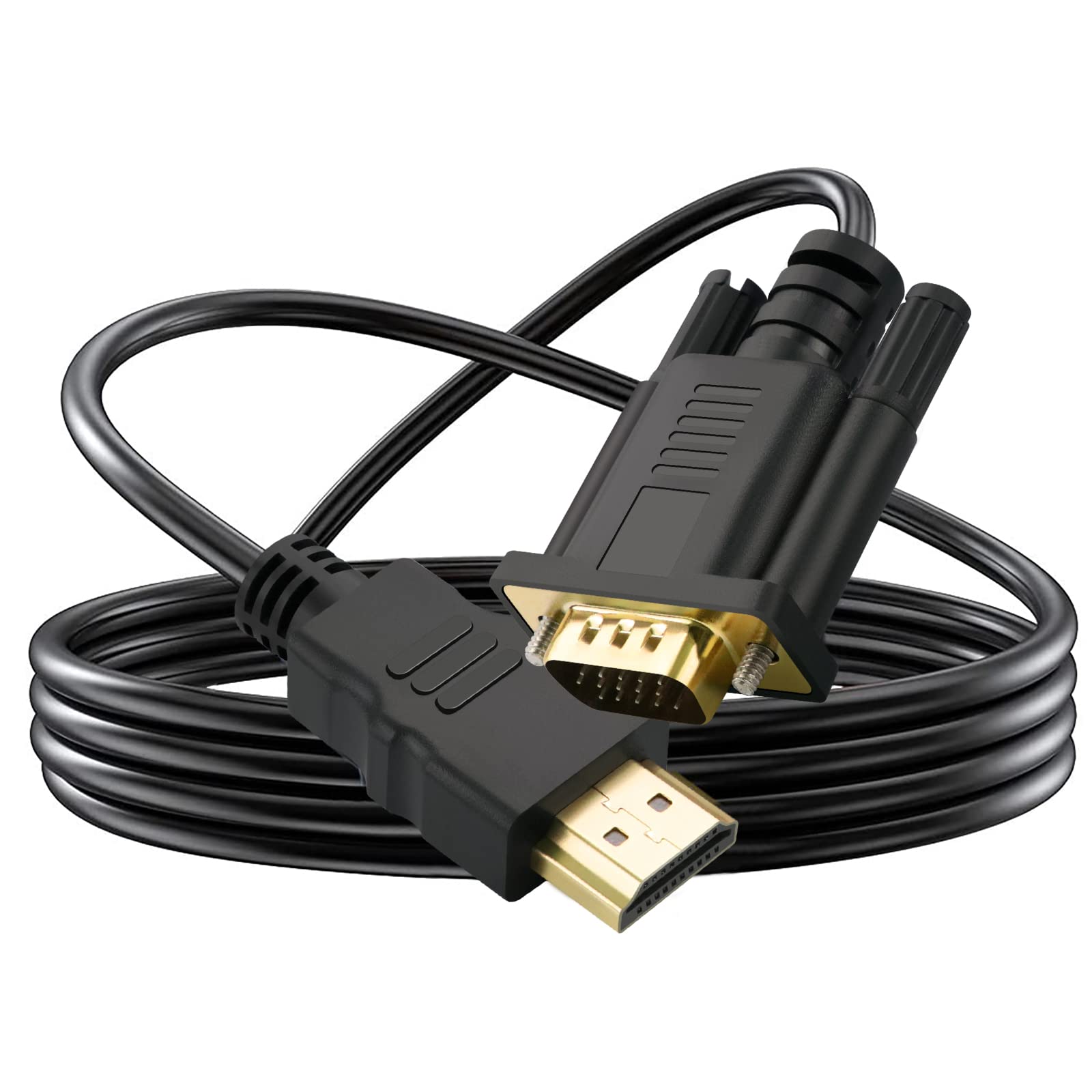 Omivine HDMI to VGA Cable 2M, 1080P@60Hz Gold Plated HDMI to VGA Digital Video Converter Cable for Projector, Desktop, Laptop, Monitor, Raspberry Pi, Roku, HDTV - 78.7in