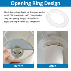 E27 to E14 Plastic Lamp Shade Ring Converter, 42mm to 29mm Lampshade Reducer Ring, Light Shade Adapter Ring to Support Lamp Shade with Duplex Ring Fitting, Pack of 6