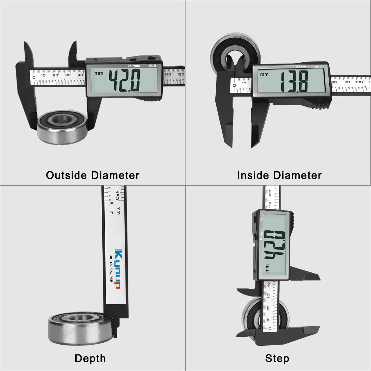 Kynup Large LCD Screen Digital Caliper, 150mm Caliper Measuring Tool, Inch/Millimeter Conversion, Lightweight Digital Vernier Caliper, Measuring Tools Calipers Gauge, Carbon Fiber, 150mm/6''