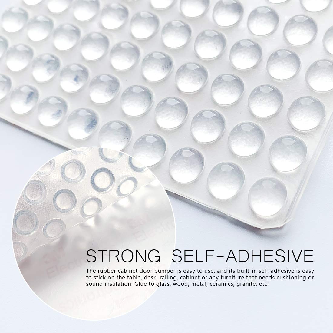 100 Pieces Rubber Feet Pads Adhesive Buffer Pads Door Bumpers Self Stick Noise Dampening Pads Small Clear Soft Close Cabinet & Furniture Bumpers 9 mm Diameter x 3 mm (Clear)