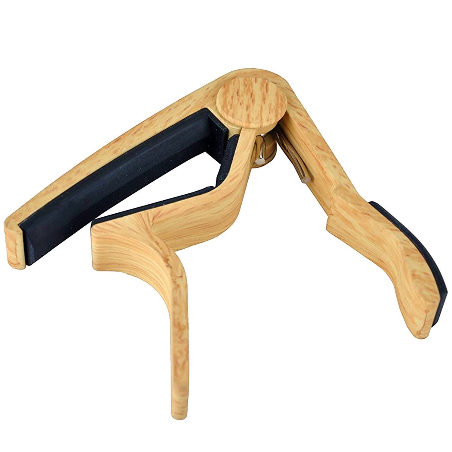 WINGO Guitar Capo for 6-String Acoustic Electric Steel Guitars with 5 Picks-Naturalwood Color