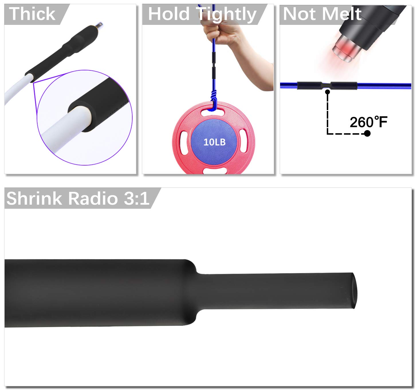 Pointool Wire Heat Shrink Tubing-1/4 inches Heat Shrink Tube Wire Shrink Wrap Electrical Waterproof Automotive Marine Heat Shrink Wrap Tubing Assortment with Adhesive Lined for Wires, Length 10Ft