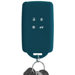 kwmobile Car Key Cover Compatible with Renault 4 Button Car Key Smart Key (only Keyless Go) - Silicone Protective Key Fob Cover with Built-in Eyelet - Teal Matte