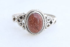 Sunstone Ring 925 Sterling Silver Statement Ring For Women Size UK M Natural Gemstone Ring Handmade Ring Christmas Gifts Ring Jewelry