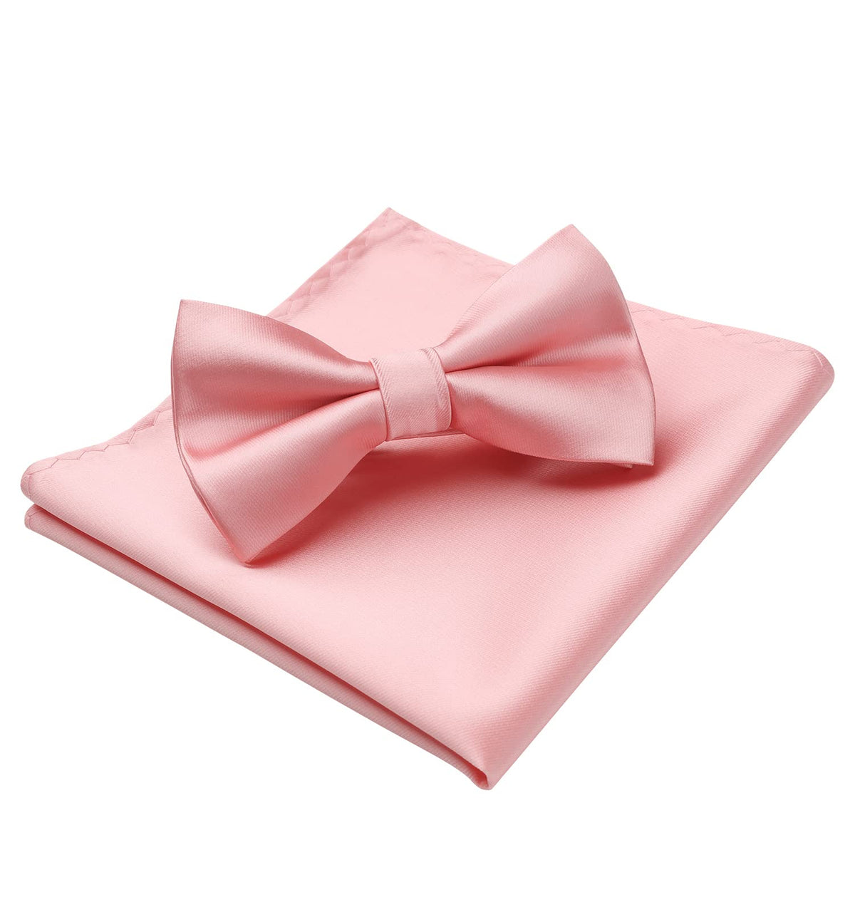 HISDERN Light pink Bow Tie for Men Pre-tied Wedding Formal Tuxedo Bowtie Classic Handkerchief Set Adjustable