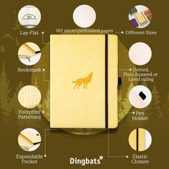 Dingbats* Wildlife Squared Journal A5 - Vegan Leather Hardcover, Ideal for Work, Travel - Pocket, Elastic Closure, Bookmark
