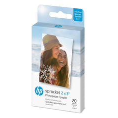 HP 1AH01A Sprocket 2x3 inches Premium Zink Sticky Back Photo Paper (20 Sheets) Compatible with Sprocket Photo Printers