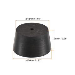 sourcing map Rubber Tapered Plug 42mm to 50mm with Hole Test Tubes Bungs Stopper Black for Lab Home