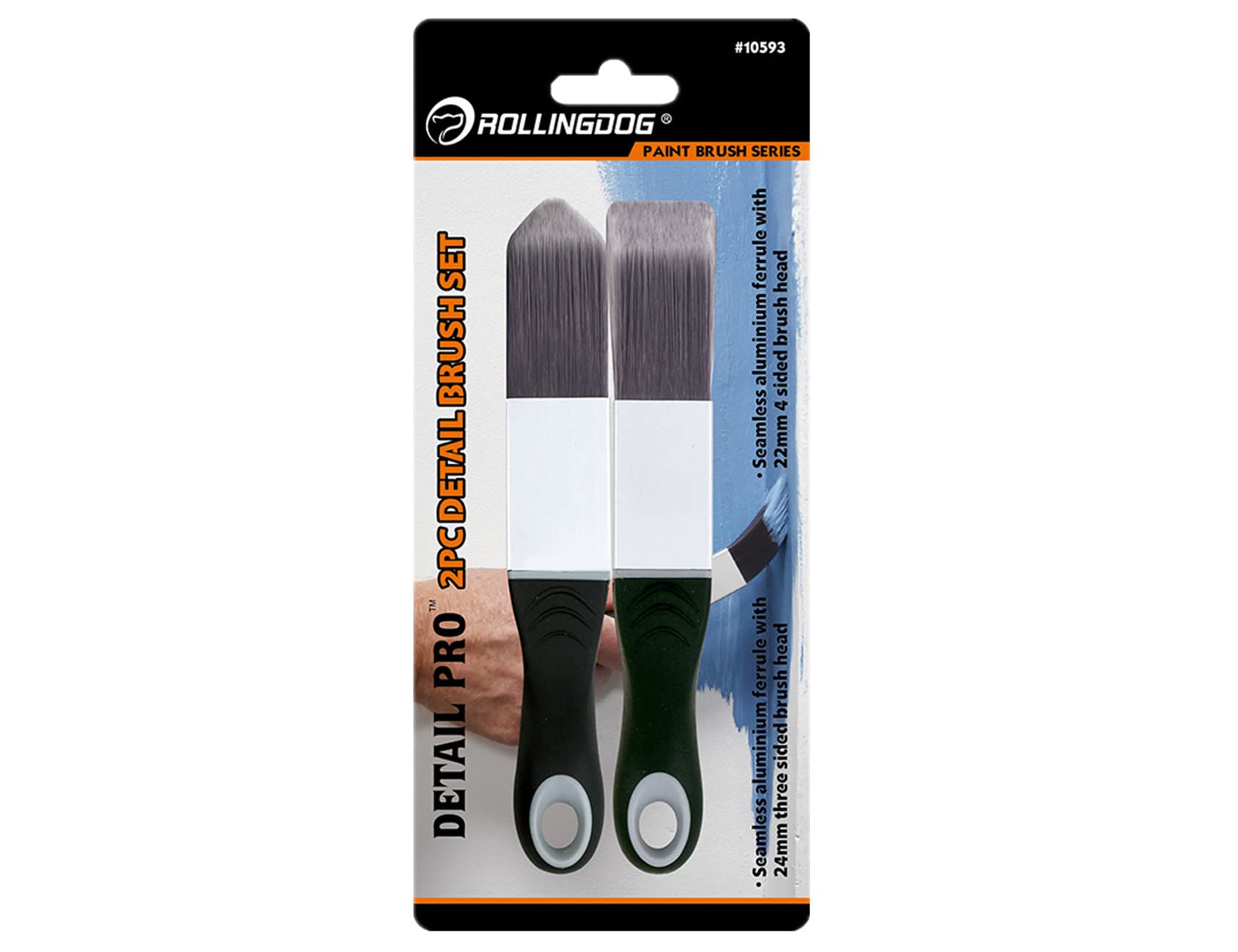 ROLLINGDOG GlossPaint Brush Edger 2PC - Four Sided Square Brush and Three Sided Triangle Paint Brush for Cutting in,Skirting Board