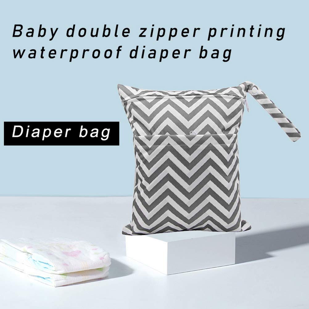 kuou Wet Bag, Waterproof Wet Dry Bag Washable Wet Dry Cloth Diaper Bags with Double Zippers Daycare Organiser Bag for Swimsuits,Soiled Baby Items or Wet Clothes