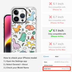 MOSNOVO for iPhone 14 Pro Case, [Buffertech 6.6 ft Drop Impact] [Anti Peel Off] Clear Shockproof TPU Protective Bumper Phone Cases Cover with Dinosaur Land Design for iPhone 14 Pro