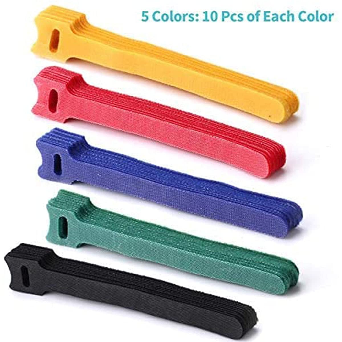 Cable Ties Reusable - Cable Straps Multi-Purpose Tie Wraps Fastening Straps Used for Headphones Phones Electronics PC Wire Cable Tidy Management - 5 Color