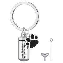 Canghai Stainless Steel Dog Paw Cremation Urn Keyring, Memorial Ashes Keepsake Keychain, Pet Charms Locket Pendant Cremation Jewellery for Ashes(Once by my side)