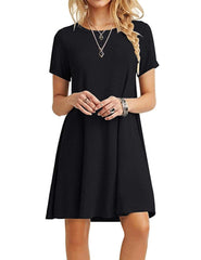 MOLERANI Summer Dresses for Women UK Casual T-Shirt Dress Short Sleeve Ladies Beach Dress (S, Black)