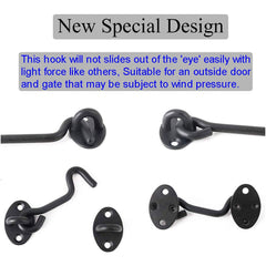 Cabin Hook Stainless Steel Latch and Eye Privacy Hooks Door Stay with Screws Lock for Gate Shutters Window Slide Barn Shed Patio Door - Matte Black