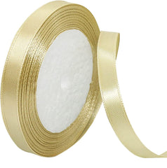 Champagne Gold Satin Ribbon 10mm, 22 Meters Solid Colors Fabric Ribbon, Perfect for Wedding Decor, Wreath, Baby Shower, Gift Package Wrapping, Party Balloon & Hair Bows Decoration and Other Projects