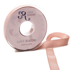 SR SUPER RIBBONS®™- Full Reel 10mm Double Faced Satin Ribbon, 20 Metres on Reel - Natural