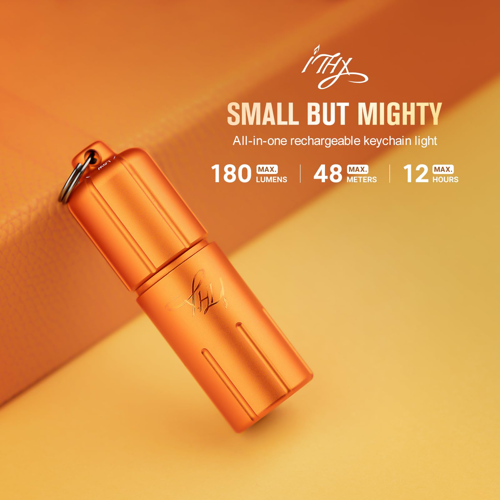 OLIGHT iTHX i1R 2 Pro EOS Rechargeable Tiny Keychain Torch 180 Lumens LED Flashlights,Slim Mini Handheld Light,Powered by Rechargeable Battery with Type-C USB Cable for Everyday Carry (Pumpkin Orange)