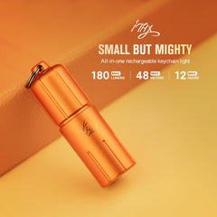 OLIGHT iTHX i1R 2 Pro EOS Rechargeable Tiny Keychain Torch 180 Lumens LED Flashlights,Slim Mini Handheld Light,Powered by Rechargeable Battery with Type-C USB Cable for Everyday Carry (Pumpkin Orange)