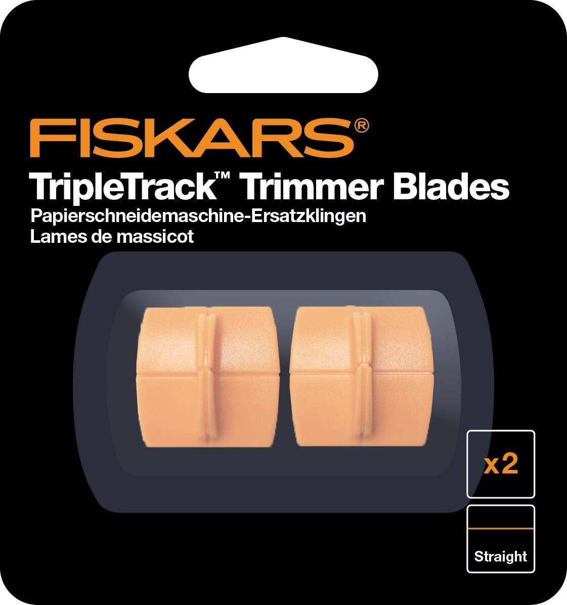 Fiskars TripleTrack Blades x2 - Straight Cutting, Spare Blades, For Straight Cuts, Orange, 1003904