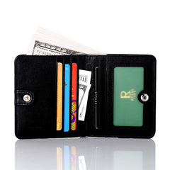 FT FUNTOR Small Wallet for Woman with Card Ladies Bifold Zipper Pocket RFID Blocking Leather Wallet Purse(Black)