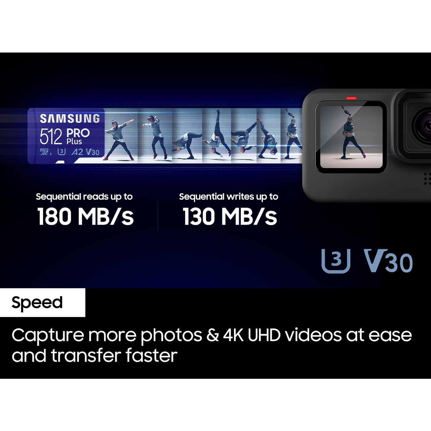 Samsung PRO Plus SD Card, 256 GB, UHS-I U3, Full HD & 4K UHD, Read Speed 180 MB/s, Write Speed 130 MB/s, Memory Card for Cameras and Drones, Includes USB Card Reader, MB-SD256SB/WW