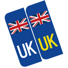 Pair of European Road Legal UK Car Number Plate Vinyl Stickers for Replace GB Stickers after BREXIT