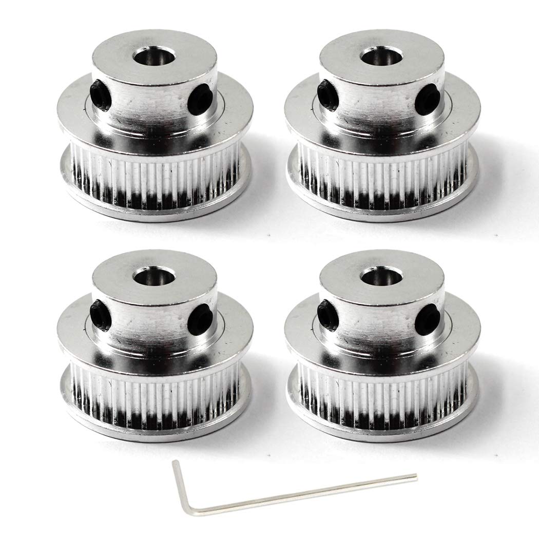 GT2 Timing Belt Pulley 40 teeth 10mm Bore For 3D Printer CNC 6mm Width Belt Pack of 4 (Wrench Included)