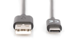 DIGITUS USB Type-C connection cable, type C to A M/M, 1.8m, 3A, 480MB, 2.0 Version, bl