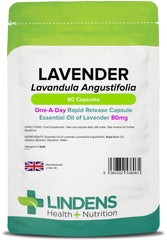 Lindens Lavender Essential Oil 80mg Capsules - 60 Pack - Rapid Release in A Convenient Softgel Capsule Has A Long Standing Association with Relaxation - UK Manufacturer, Letterbox Friendly