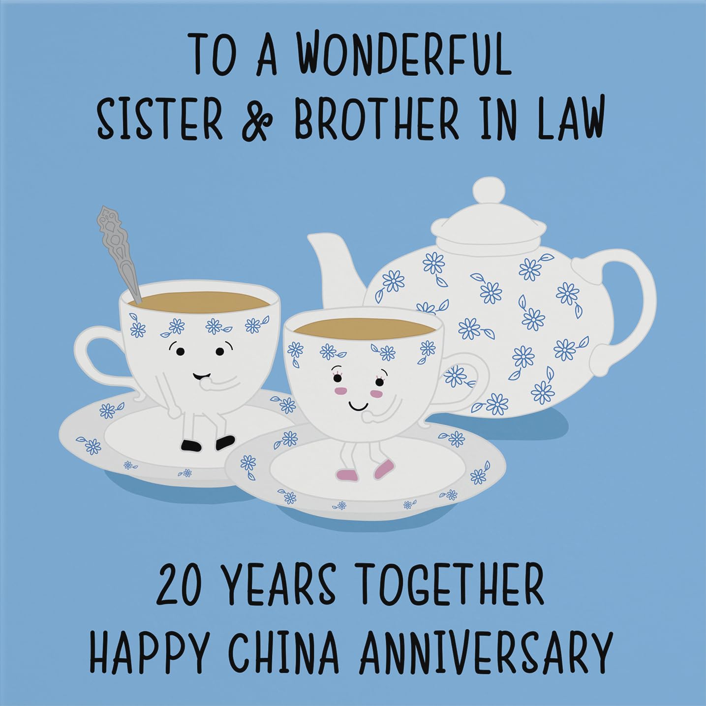 Hunts England - Sister And Brother In Law 20th Anniversary Card - To A Wonderful Sister & Brother In Law - 20 Years Together - Happy China Anniversary - Iconic Collection