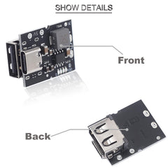 Youmile 10 pcs Type-C USB 5V 2A Boost Converter module Step-Up Power Module LED Display Charge and discharge integrated Lithium battery charging protection board with Type-C to USB cable