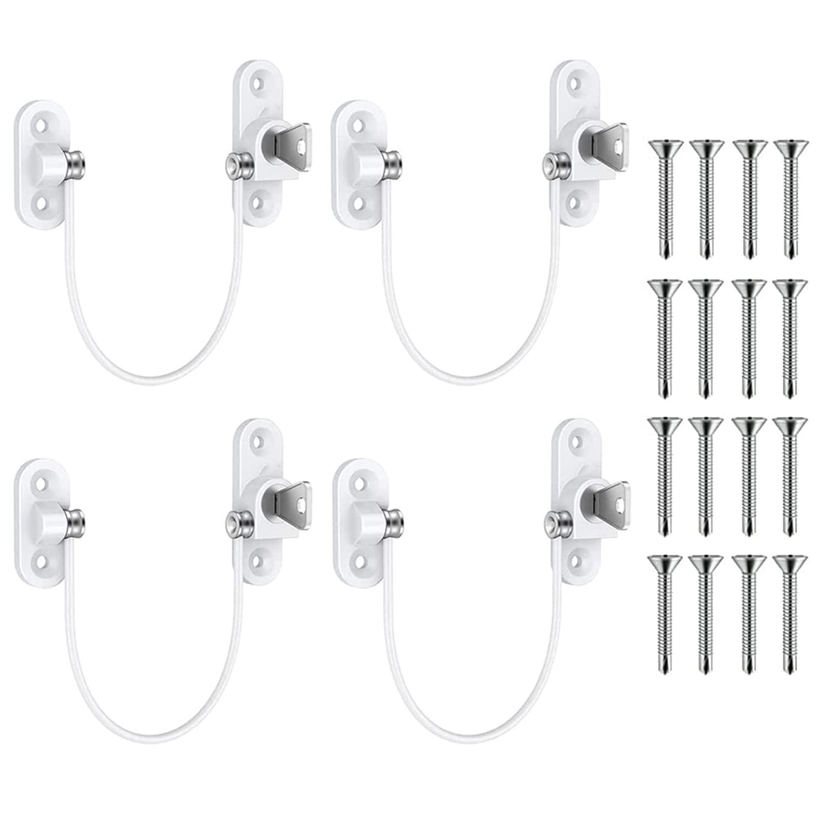 Window Restrictor Lock Justech 4PCs UPVC Window Lock Window Door Restrictor Child Baby Safety Security Lock with Screws and Keys for Home Public and Commercial Use-White