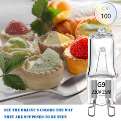 25W G9 Halogen Oven Bulbs 230V 300℃ Microwave/Oven Rated Light Bulbs,Warm White 5 Packs