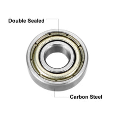 sourcing map 695ZZ Deep Groove Ball Bearing Double Shield 695-2Z 1080095, 5mm x 13mm x 4mm Carbon Steel Bearings (Pack of 4)