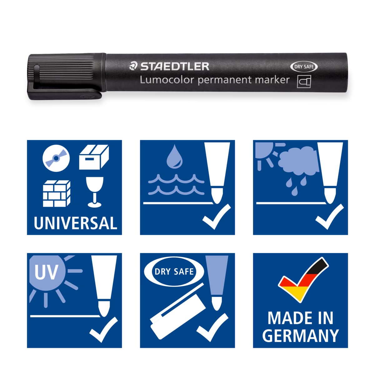 STAEDTLER Lumocolor 352 WP6 Bullet Tip Permanent Marker - Assorted Colours (Pack of 6)