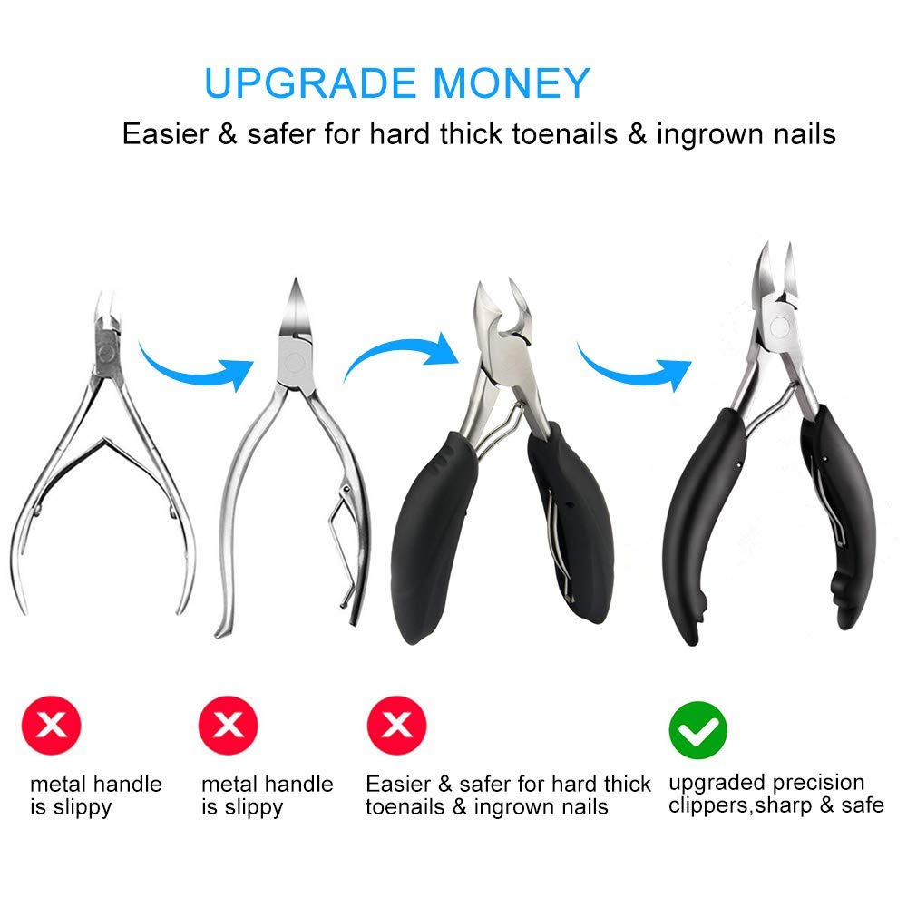 Toe Nail Clipper for Ingrown or Thick Toenails, Toenails Trimmer and Professional Podiatrist Toenail Nipper for Seniors with Surgical Stainless Steel Surper Sharp Blades Lighter Soft Handle