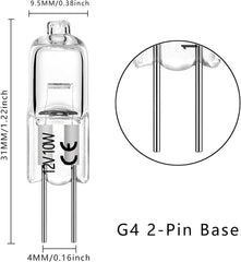 VACLANY Halogen Bulbs G4 10W 12V T3 JC Type 2 Pin Base Replacement for Landscape Under Cabinet Puck Light Track Lighting Dimmable 12 Pack