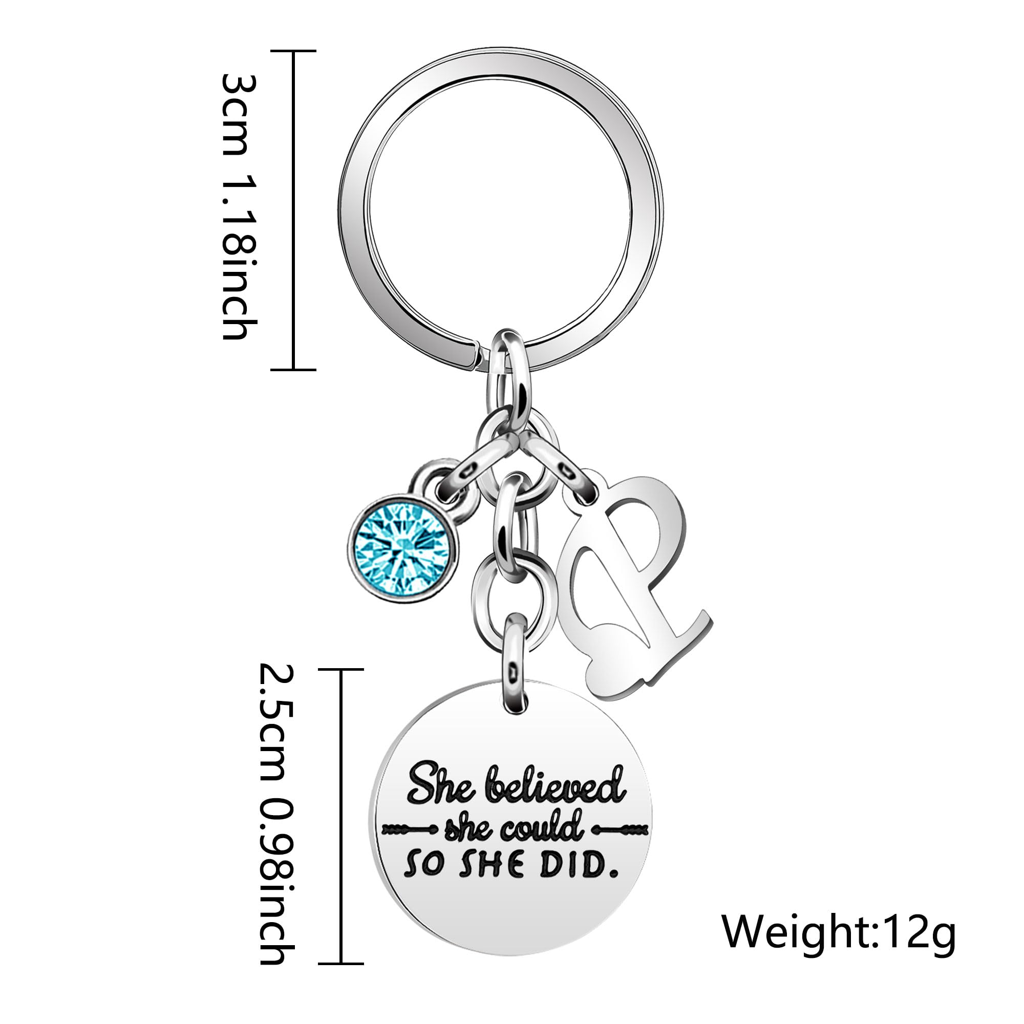 Inspirational Gift Key Chains  inchesShe Believe She Could So She Did inchesEncourage Key Rings for Her Women Girls Sister BFF Best Friends Bestie Colleague Graduation Birthday Christmas Anniversary Key Chain (P)