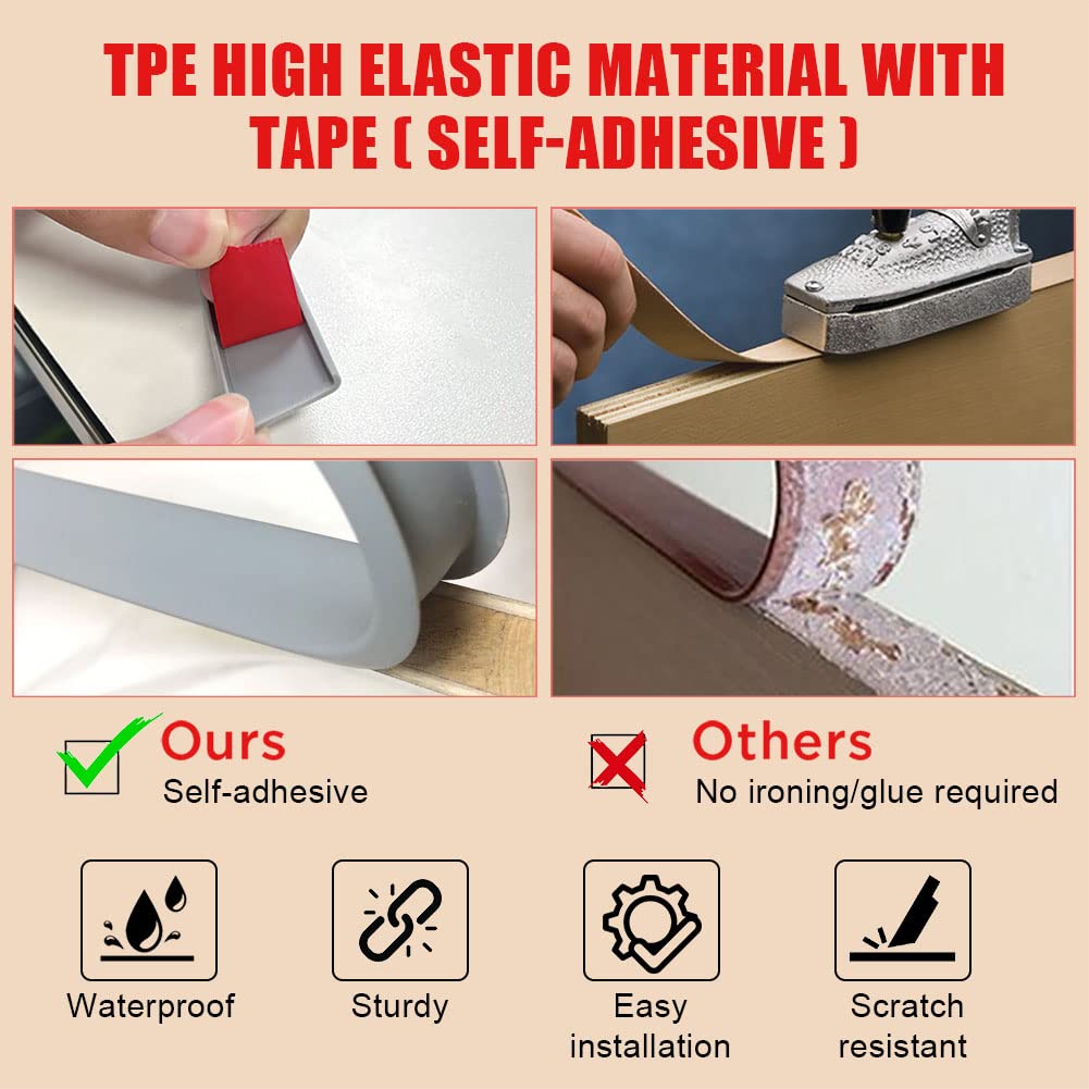 flintronic 5m*16mm U-Shape Flexible Furniture Edge Banding, Baby Safty Baby Edge Protector, Self Adhesive TPE Wood Edging Tape, DIY Furniture Edge Trim for Table, Cabinet, Furniture Restoration