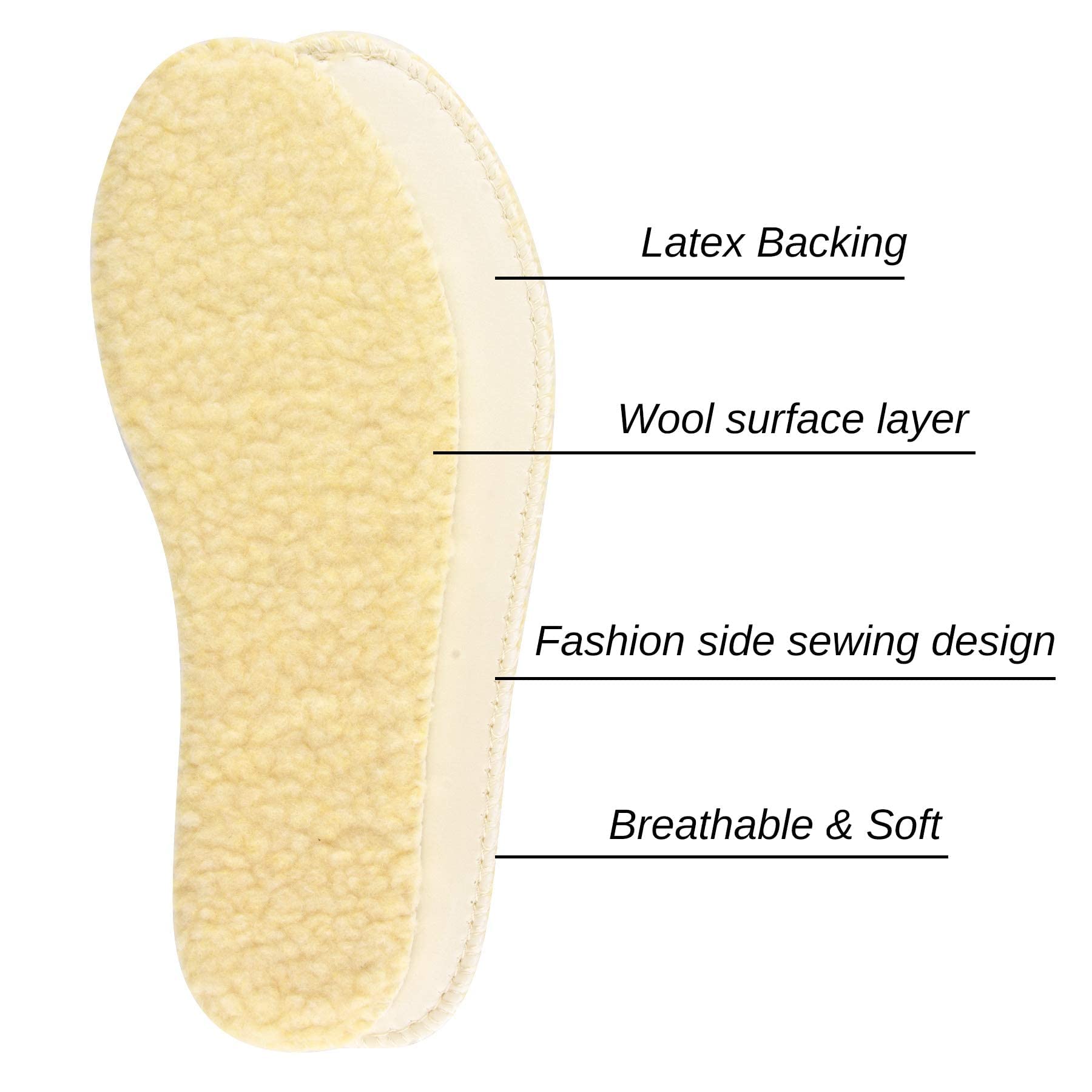 Knixmax Men Warm Sheepskin Insoles Lambswool Fleece Inner Soles Soft Shoe Inserts Breathable Comfort for Winter Shoes Snow Boots Slippers Beige Men 11UK - 45EU