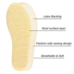 Knixmax Men Warm Sheepskin Insoles Lambswool Fleece Inner Soles Soft Shoe Inserts Breathable Comfort for Winter Shoes Snow Boots Slippers Beige Men 8UK - 42EU