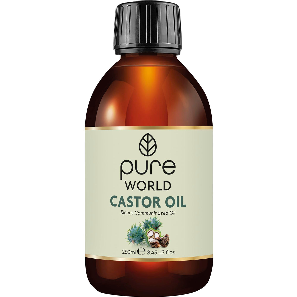 Pure World Natural Castor Oil 250ML Cold & Freshly Pressed 100% Pure and Undiluted Hexane Free Nourish Your Skin and Hair Eyebrows, Nails, Beard, Hair, Eyelash Growth Food Grade