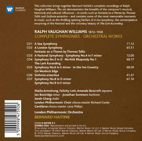 Vaughan Williams: The Complete Symphonies, The Lark Ascending, Tallis Fantasia, etc.