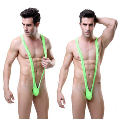 MFUOE Borat Mankini ManThong Swimsuit Men's V-String Underwear Sexy Mankini with Suspender Swimming Bodysuit Novelty Stag Fancy Dress Costume (Leopard Print)