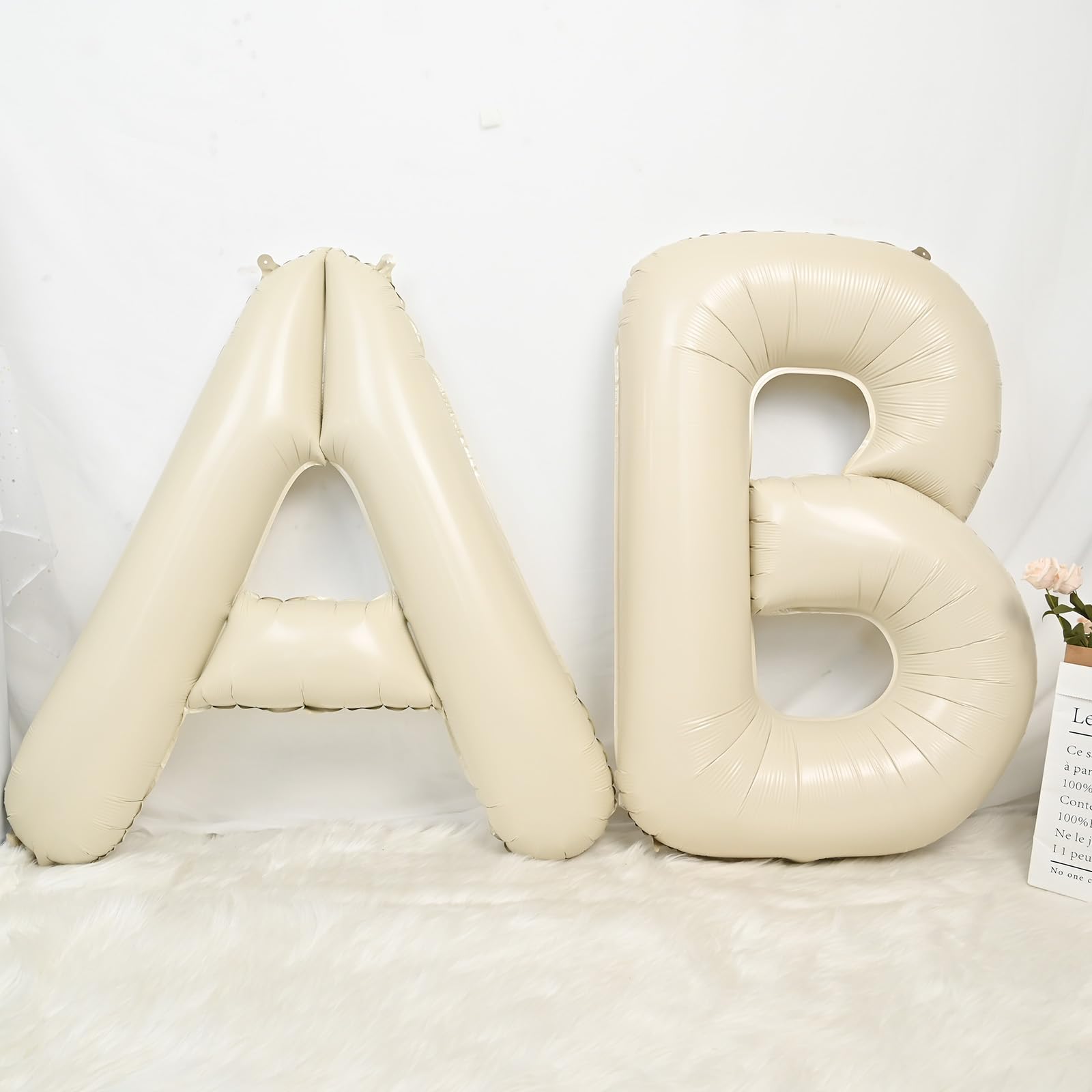 Letter Balloons Beige,40 Inch Letter E Balloons,A-Z Alphabet Name Foil Balloons,Big Single Cream Aluminum E Word Balloons Helium for Birthday,Anniversary,Baby Shower,Wedding Party Supplies Decorations